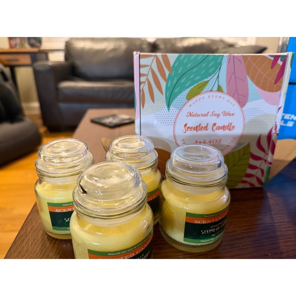 Happy Every Day Scented Candles Gift Set - 4-Pack Citronella Soy Wax 4.4 oz Each